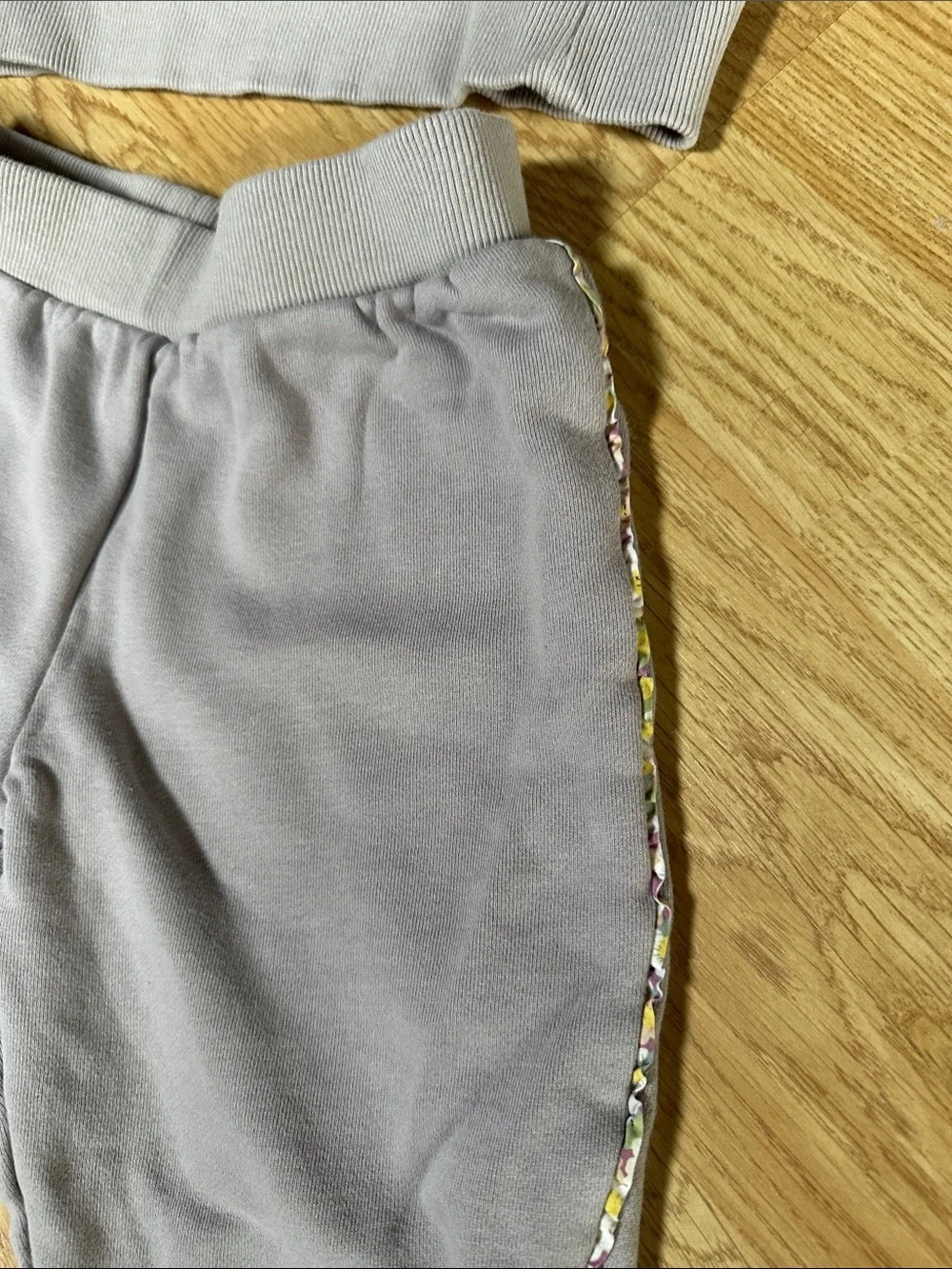 Maison Me cotton Sweatpants sweatshirt set Peter Pan collar purple floral detail